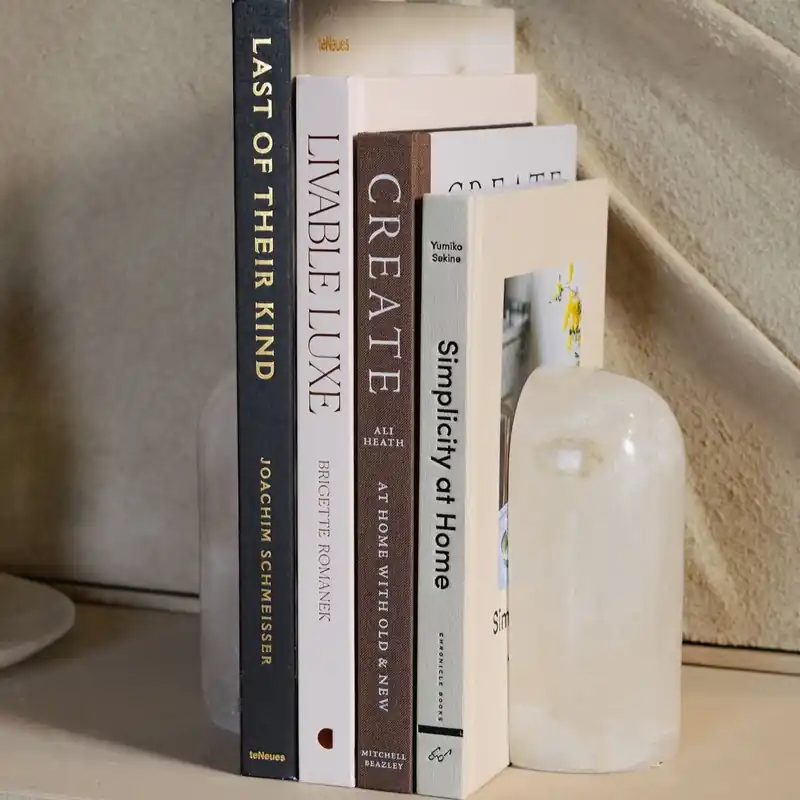 Beperkt Aanbod PTMD Boekensteun Louva Naturel alabaster – set van 2