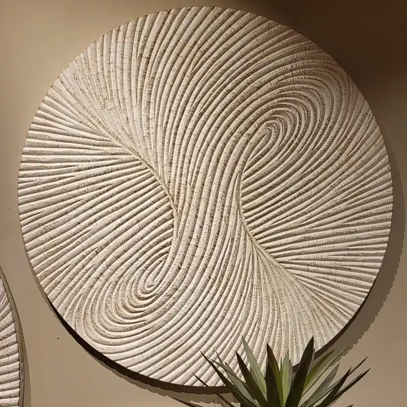 Beperkt Aanbod PTMD Wandornament Wiktor Wit MDF rond swirl carved S