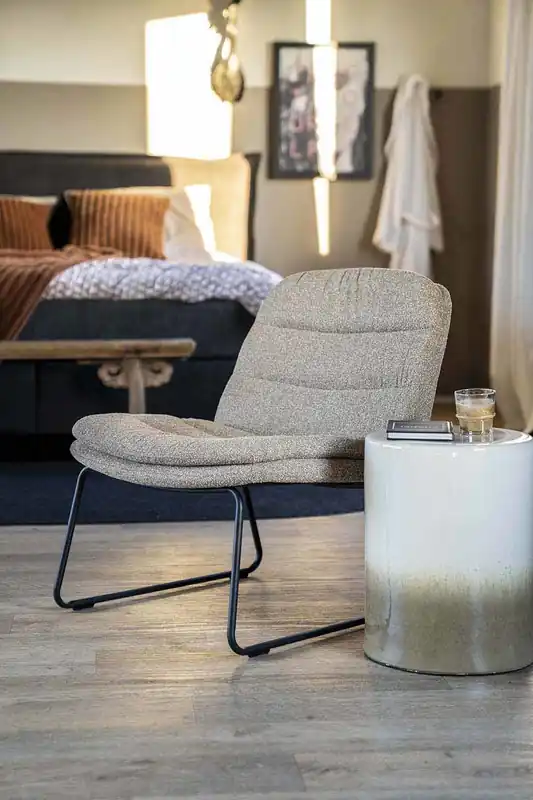 Beperkte Voorraad Dainty bijzettafel keramiek rond wit / taupe